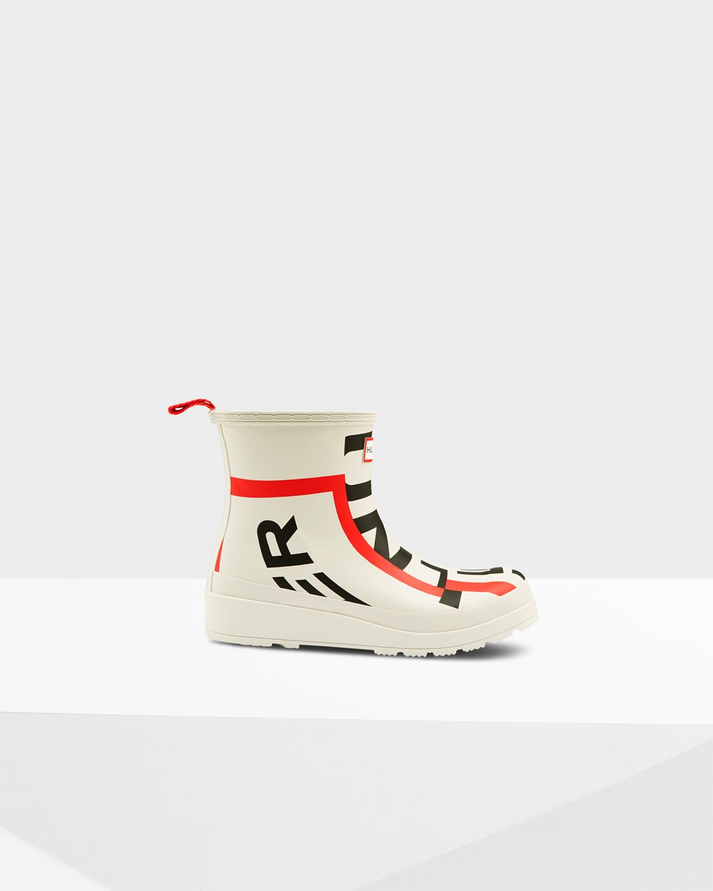 Womens Play Boots - Hunter Original Short Exploded Logo Rain (47TPDVHYM) - White